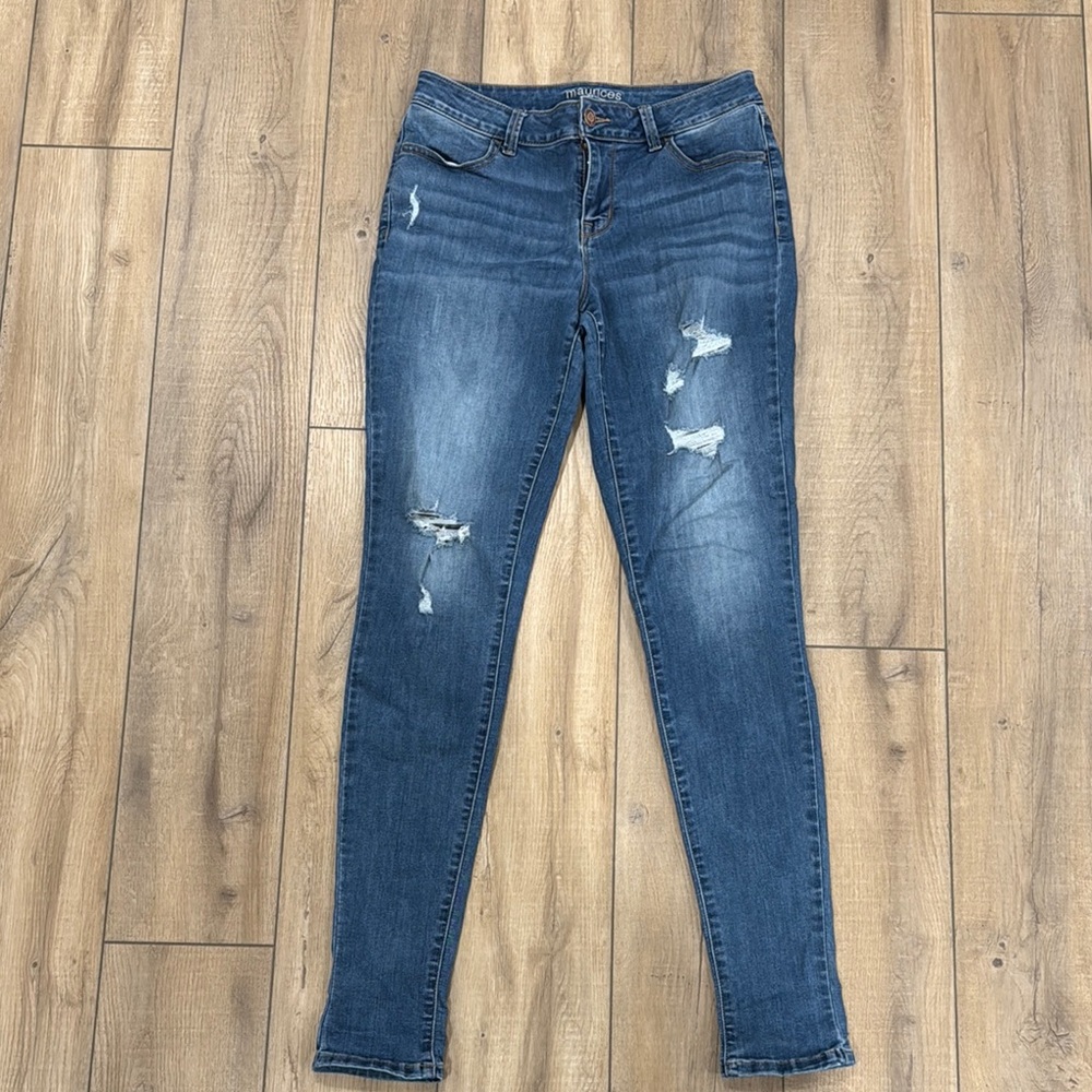 Maurices Blue Distressed Skinny Jeans